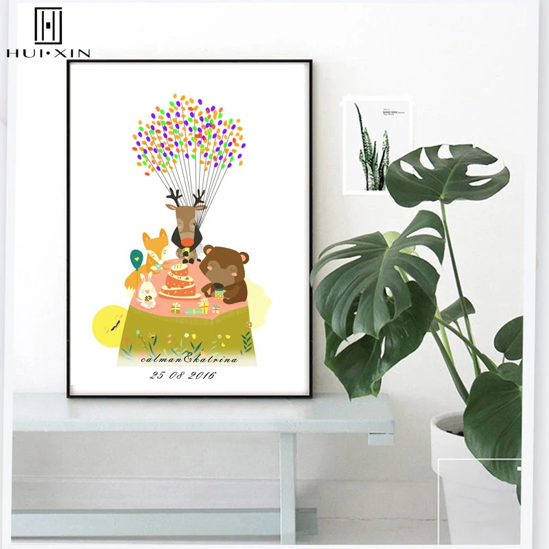 DIY Fingerprint Guestbook Souvenir A Reindeer Carrying Wishes Lovely Animals Gathering for Birthdays and Anniversary Best Decor