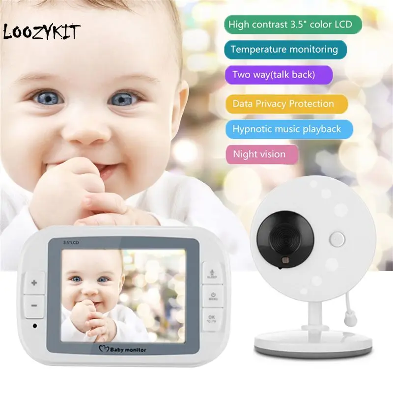 

Loozykit 3.5 Inch Wireless Baby Sleeping Monitor Nanny Security Camera Night Vision Temperature Monitoring Audio baby Monitor