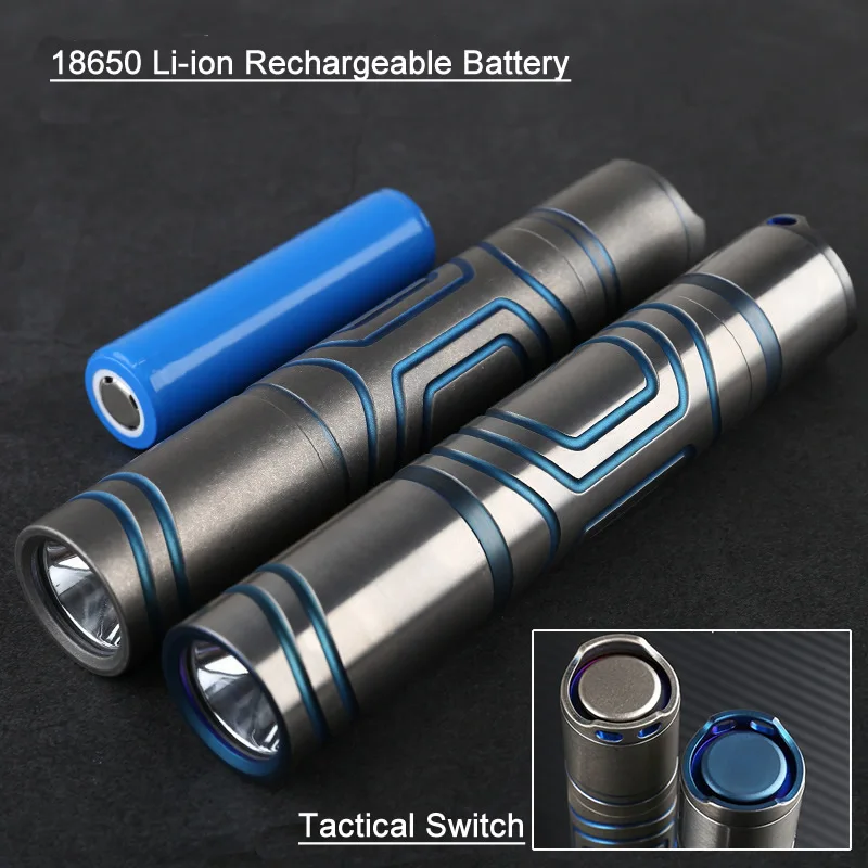  Titanium Tactical Flashlight Waterproof Portable Led Rechargeable Torch For Outdoor Camping Hiking  - 4000004827705