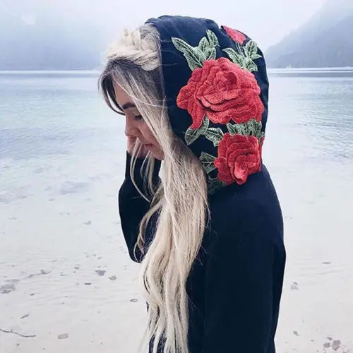 

Womens Embroidery Big Oversize Hoodies Sweatshirt Autumn Jumper Hooded Pullover Tops Blouse Coat blusa de moletom feminina