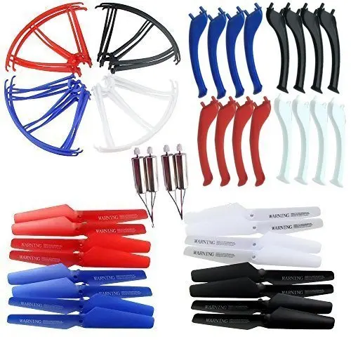 

Upgraded 4 Colors Syma X5SC X5SW Main Blade Propellers & Motor & Propeller Protectors& Landing Skid for RC Mini Quadcopter Toy