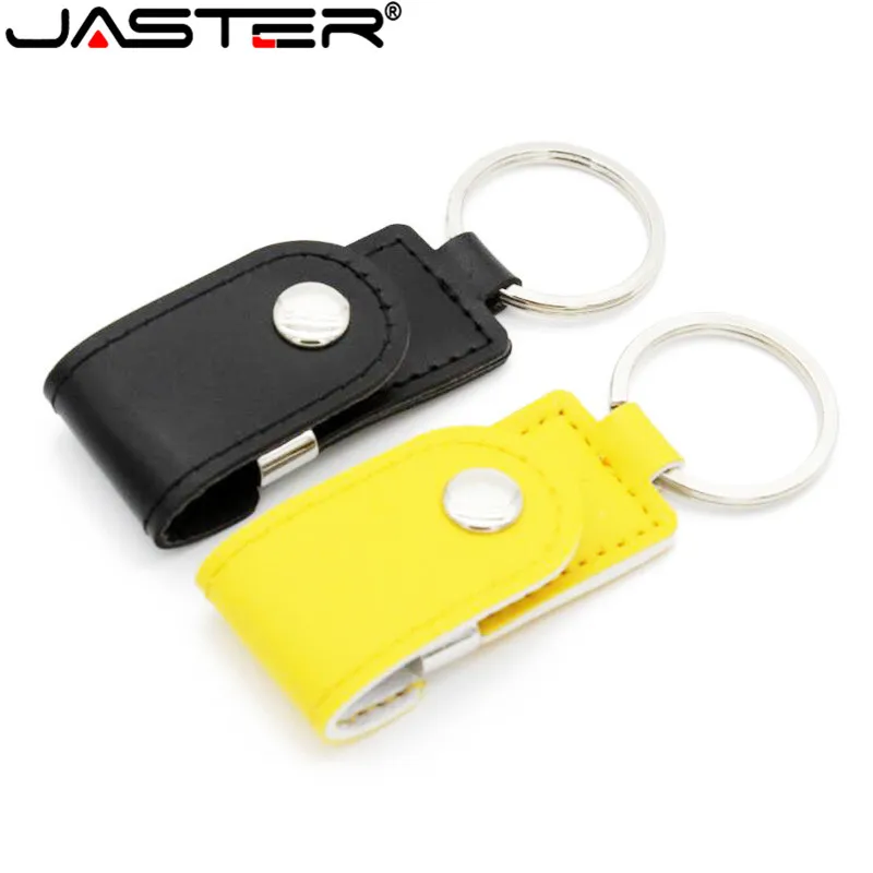 

JASTER hot selling leather Fashion One button leather USB flash drive 2.0 4GB 8GB 16GB 32GB 64GB External Storage memory stick