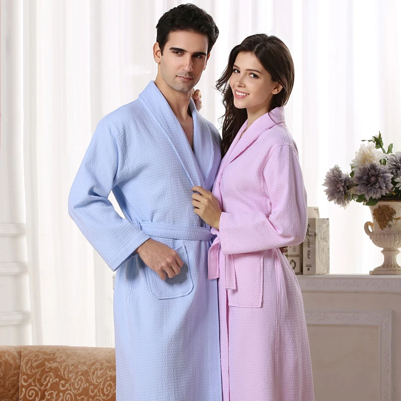 spring-summer-item-thin-cotton-waffle-bathrobe-lovers-bathrobe-long ...