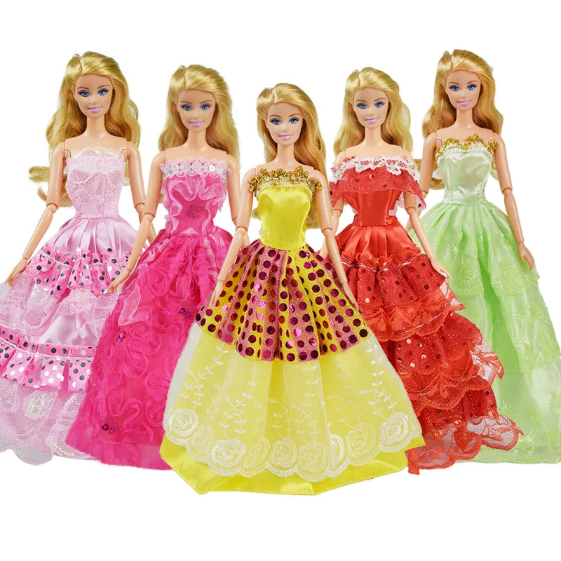 

5 Pcs/set Beautiful Wedding Dress High Quality Clothing Multiple Styles Princess Gown Evening Dress for 12 Inch Doll Accessories