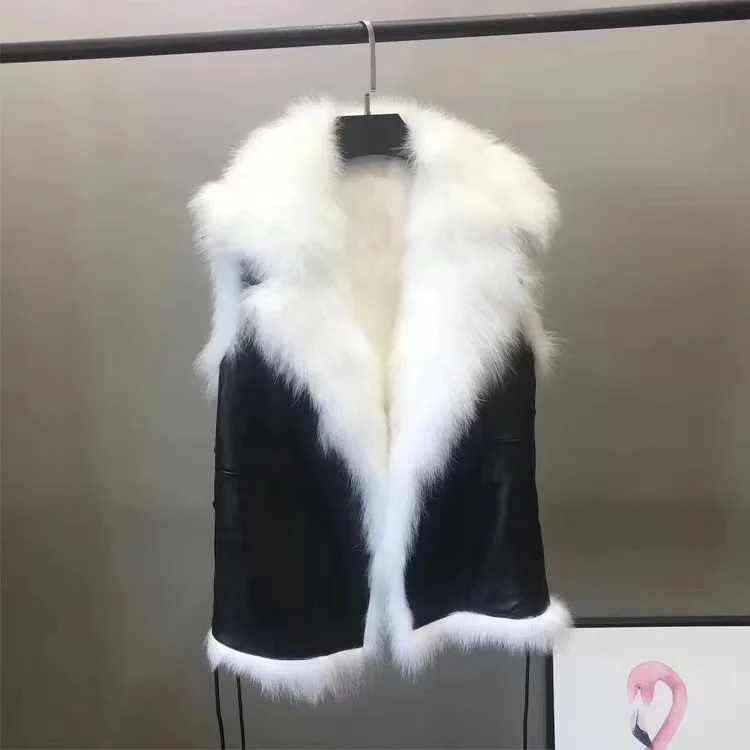 Брендовая Дизайнерская Женская куртка из натуральной овчины, зимняя модная куртка с отворотом из натурального Лисьего меха, куртка из натуральной кожи