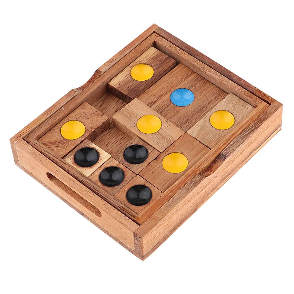 Kids Preschool 3D Brain Teaser Wooden Board Games Sliding Klotski