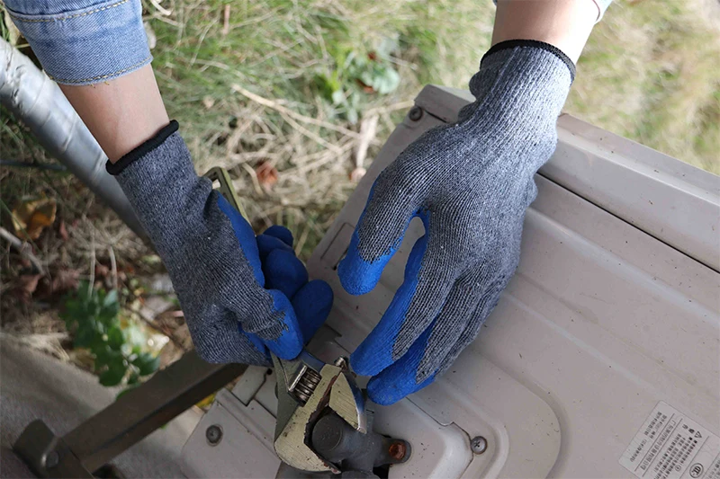 10 пар полиэстер хлопок морщин клей защитные перчатки ремонтник защита рук порезостойкие прочные Серые Синие Рабочие Перчатки