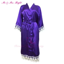 Атласный свадебный кружевной халат, модное платье невесты для женщин и девочек, одноцветная семейная Пижама, кружевная ночная рубашка, халат, кимоно