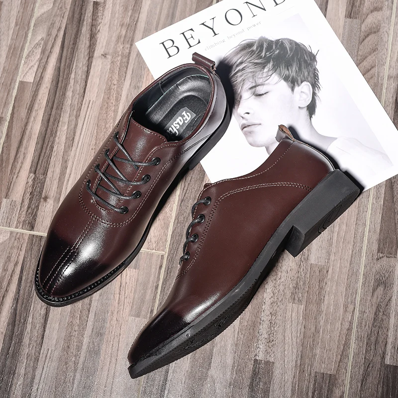 elegant genuine leather formal men shoes italian luxury brand wedding male footwear designer tan work dress oxford shoes for men (16)