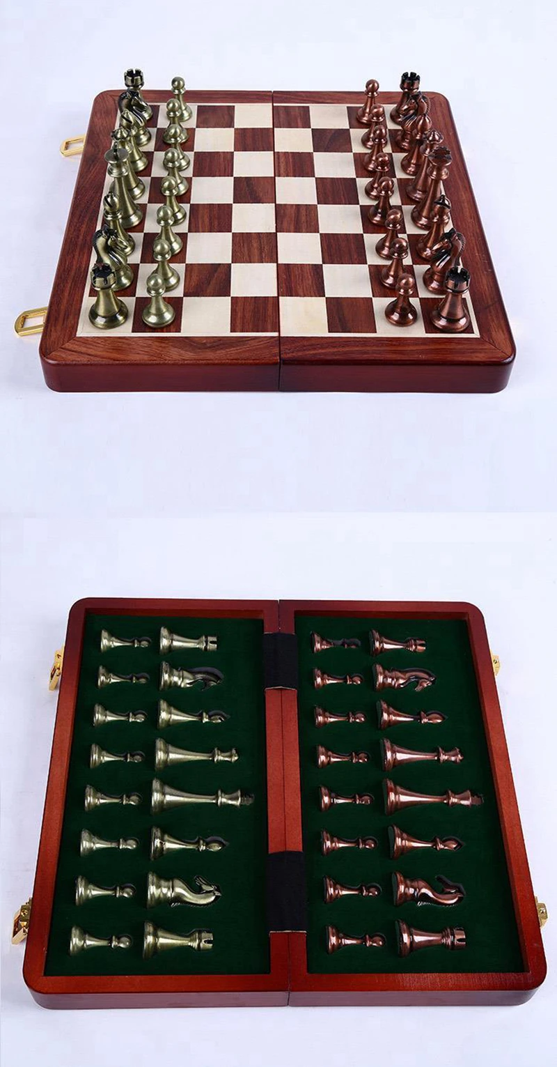 Высококачественные литые шахматы в стиле ретро, деревянные складные шахматные доски, Набор для игры в шахматы King 6,5 см, лучший подарок для лидеров, друзей, семьи