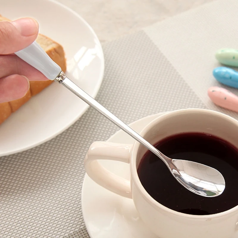 Кофейная ложка из нержавеющей стали с керамической ручкой для молока, чая, мороженого, десертных ложек#20/8