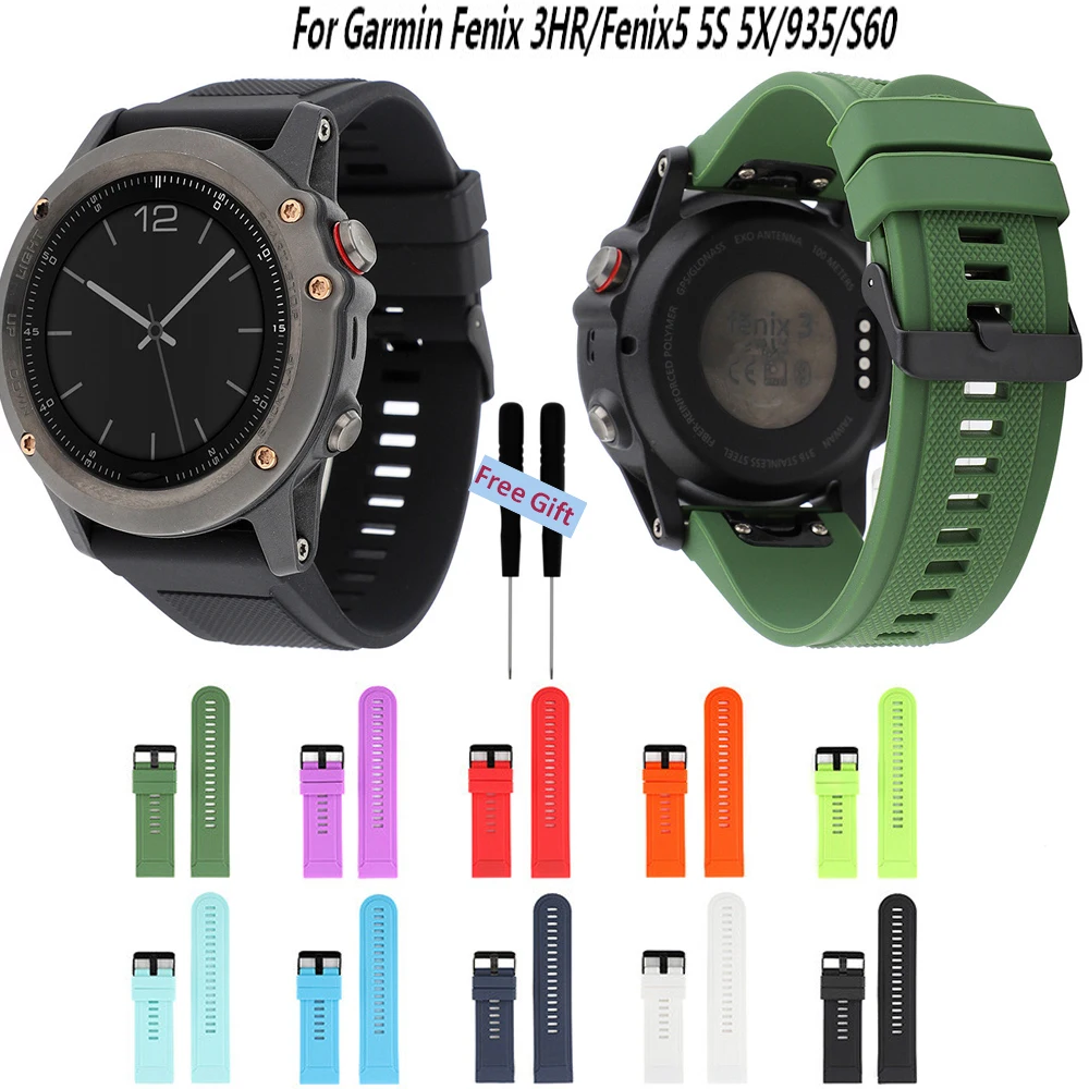Ремешок для часов Garmin Fenix 5X 5 26 22 20 мм 3 HR Forerunner 935 быстросъемный силиконовый ремешок