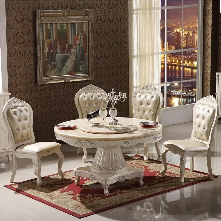 Modern Style Italian Dining Table, 100% Solid Wood Italy Style Luxury round Dining Table set o1237