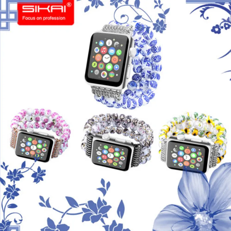 SIKAI New Ceramic China Style Porcelain 42mm Watch Band For Strap Bracelet For Apple Watch iwatch Wristband For Apple Watch Case