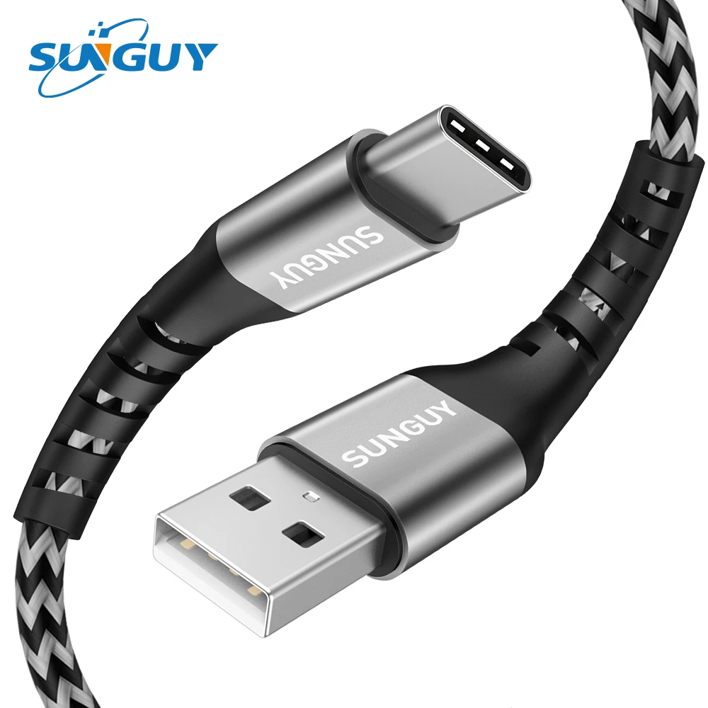 SUNGUY Тип usb C кабель с нейлоновой оплеткой 3A быстрой зарядки передачи и