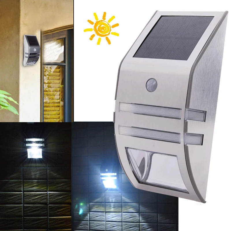 

Solar Panel LED Wall Light Motion Sensor PIR Waterproof Outdoor Sun Power Garden Yard Path Street Fence Porch Security Lamp