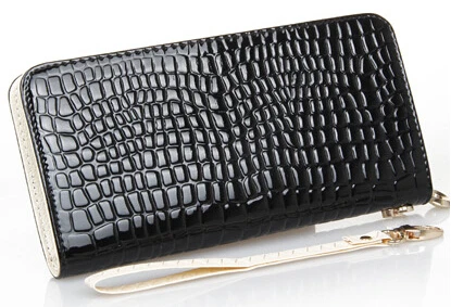 Новая модная сумка из лакированной кожи с каменным узором, высококачественный Кошелек для монет, Женский Длинный кошелек на молнии с карманами, Женский кошелек-клатч, кошелек - Цвет: Coin Purse Black