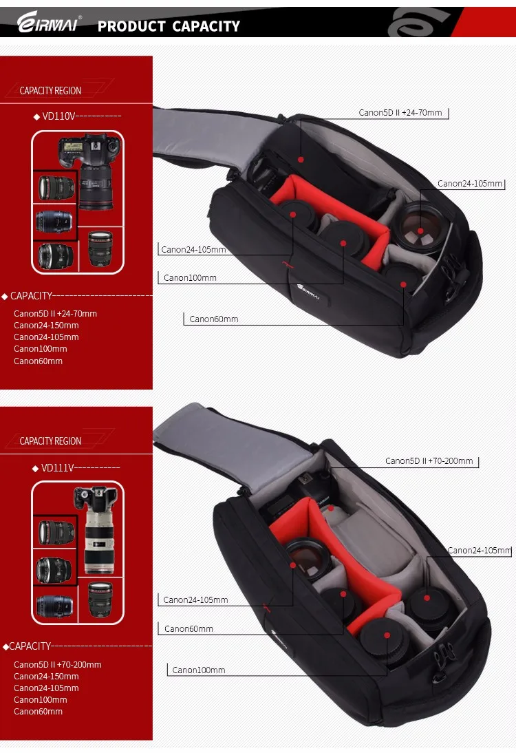 EIRMAI DSLR фото переноски плеча нейлон водонепроницаемый дождевик сумка для камеры штатива объектив мягкий чехол для Canon Nikon sony