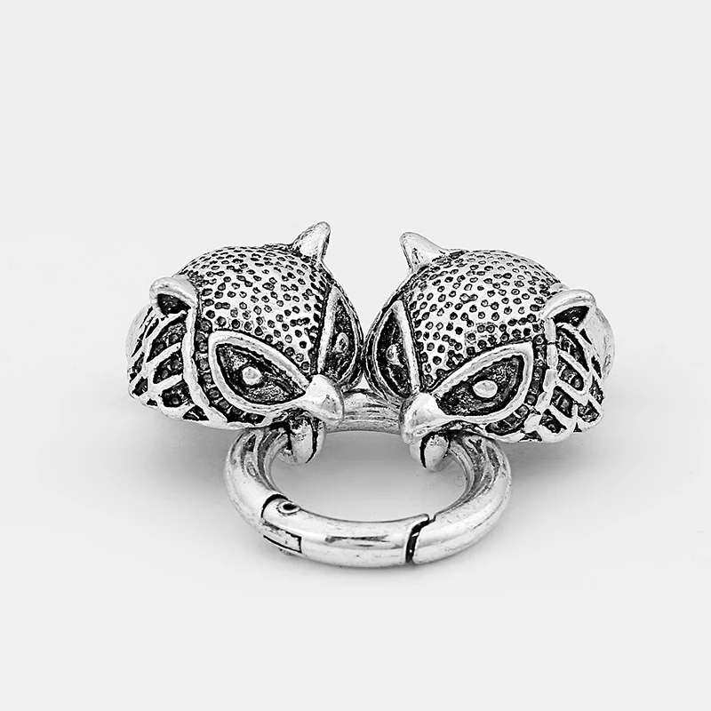 

3Sets Antique Silver Cute Owl Bracelet End Cap With Spring Clasp For 8mm Leather Cord Jewelry Making Findings