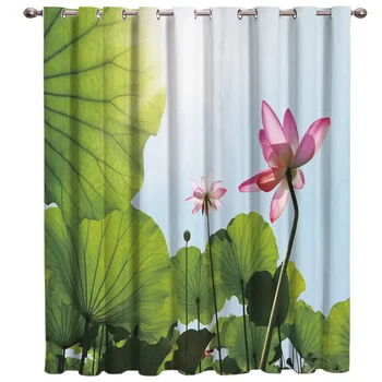 

LotusFlower Room Curtains Large Window Curtain Rod Living Room Curtains Kitchen Fabric Decor Kids Party Decoration W