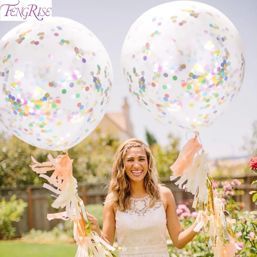 

FENGRISE 36inch Large Confetti Balloon Wedding Decoration Inflatable Clear Latex Balloons Birthday Party Decoration Party Favors