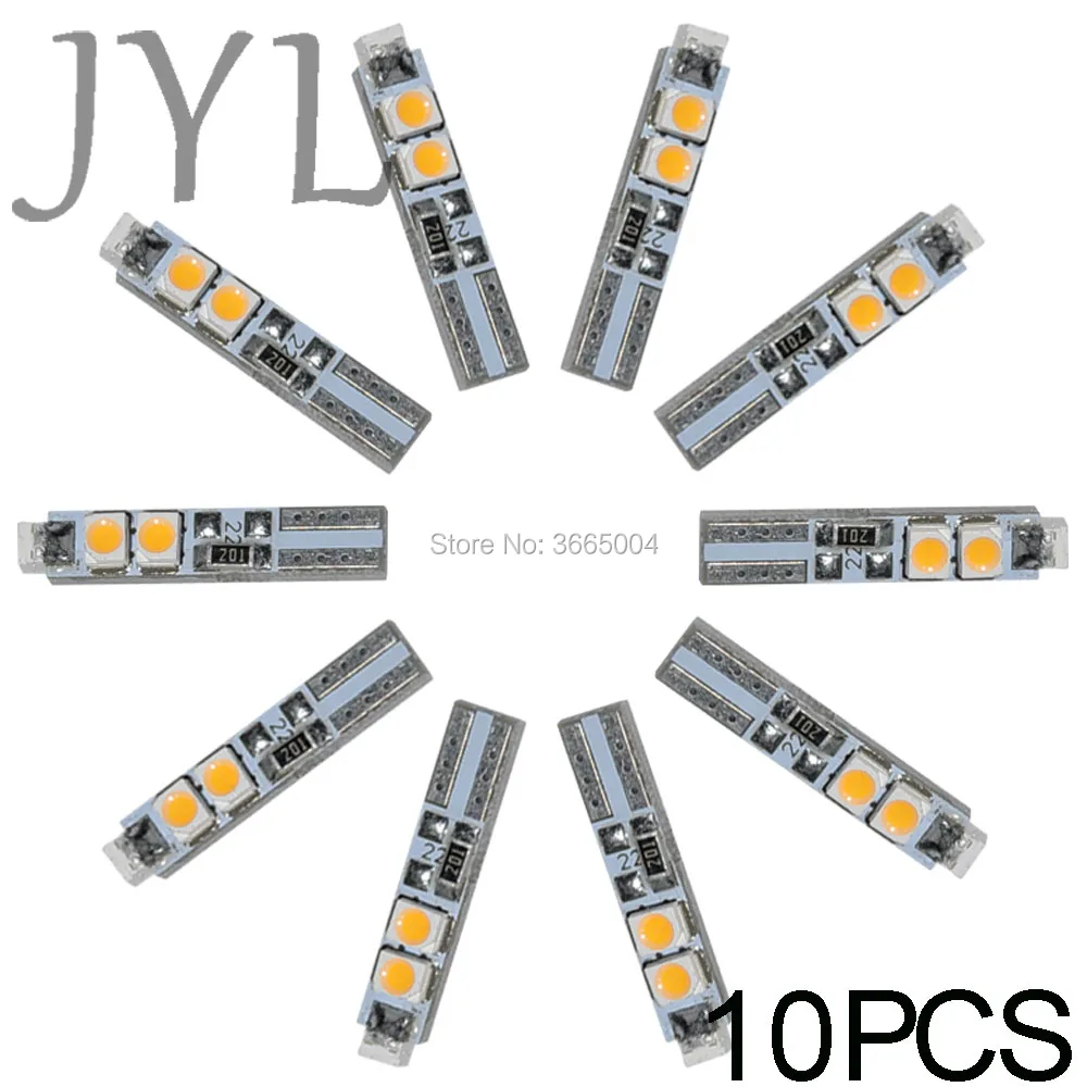 

10PCS T5 58 70 Warm White Dashboard Gauge 5-3528-SMD LED Light Car Signal Bulbs