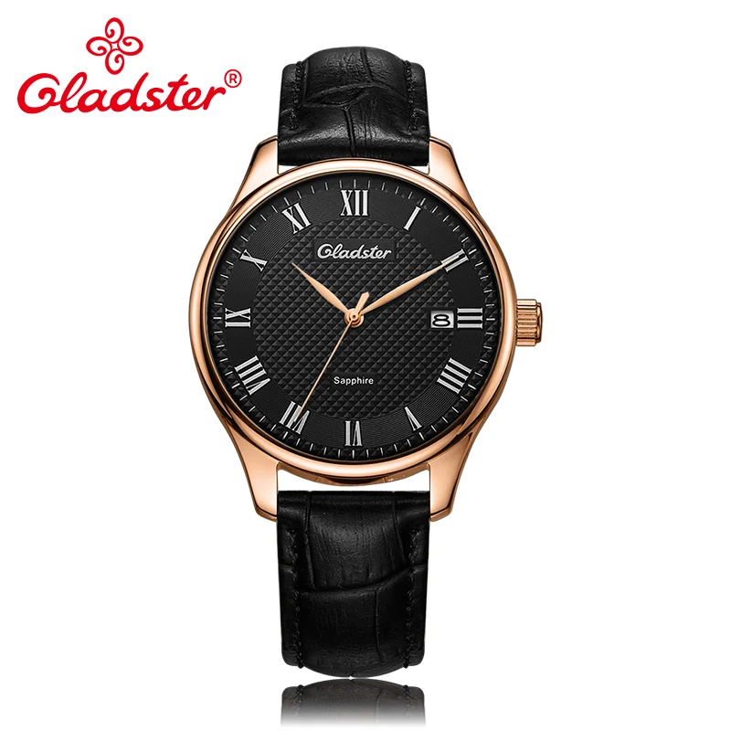 Мужские наручные часы Gladster роскошные японские кожаные Наручные MIYOTA с сапфировым
