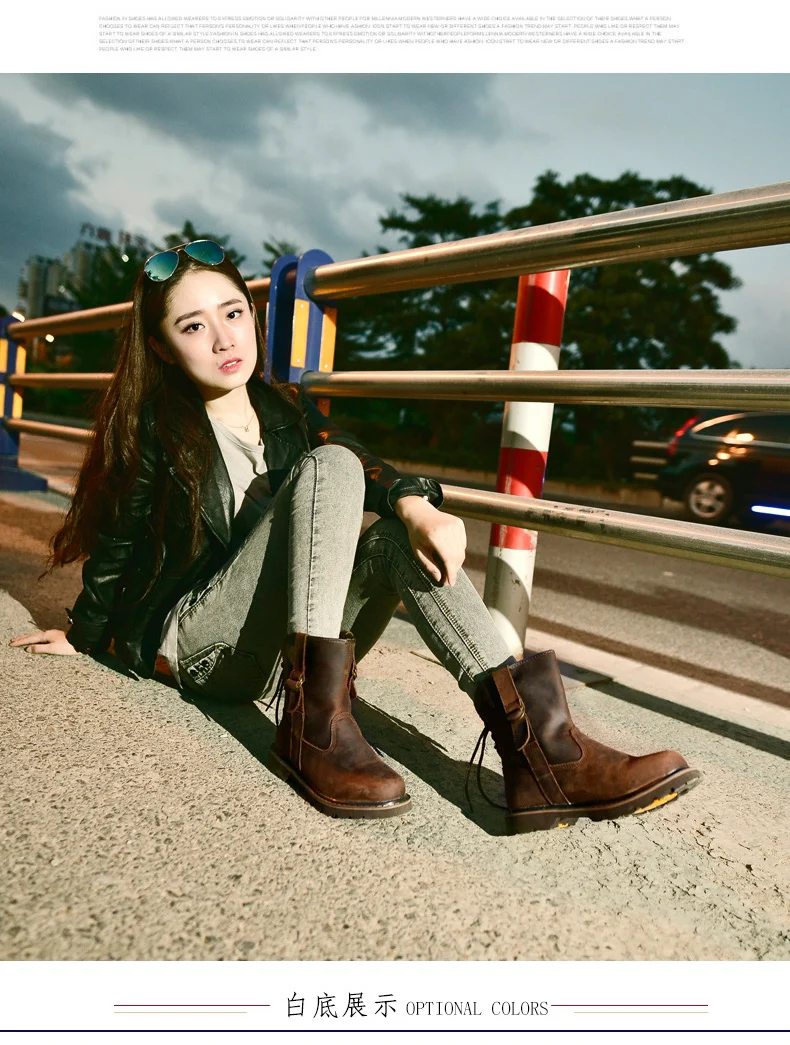 Fashion Cowboy British Style Boots- Genuine Cow Leather 5