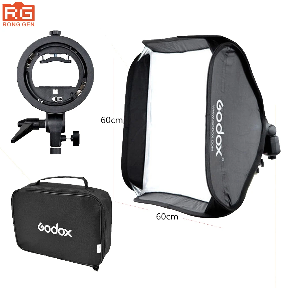 Godox 60x60 см Flash soфтbox Kit с S образным кронштейном Bowen Mount Holder Для камеры Photo Studio|flash softbox