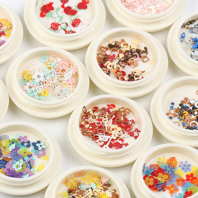 

12 Style Nail Sticker Studs Colorful Animal Flower Heart Design Nail Decoration Accessories Glitter Paper Stickers Need Glue