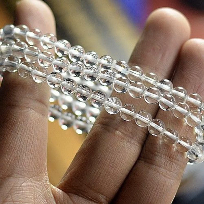 MOROW Hot Natural Ice White Crystal Round Beads Stone Bracelet Womens Fashion Charm Elastic Bracelets Jewelry for Pulseira Gift (15)