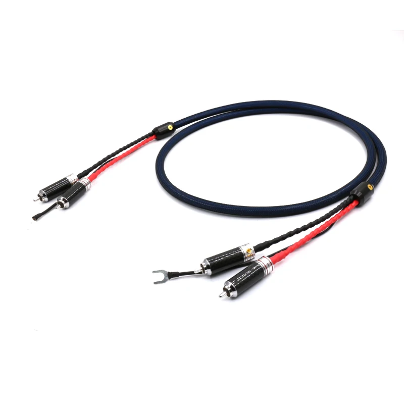 

Free shipping Viborg 5N 99.998% OFC copper silver plated Tonearm Cable Phono Cable with 2 RCA to 2 RCA Rhodium plated connector