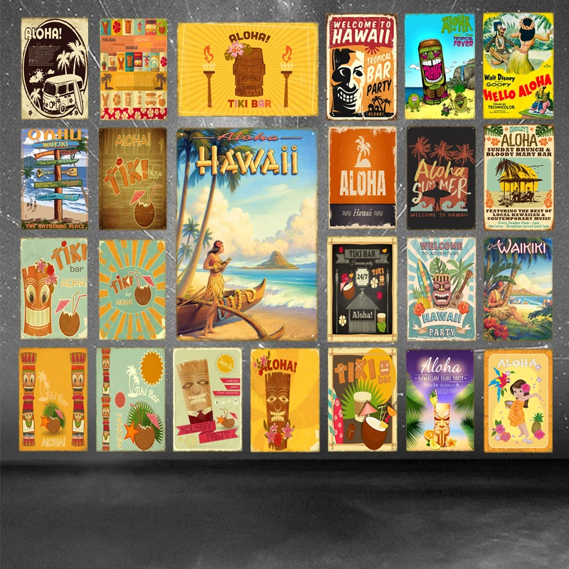 Welcome To Hawaii Party Decorations Aloha Tiki Bar Poster Wall Art