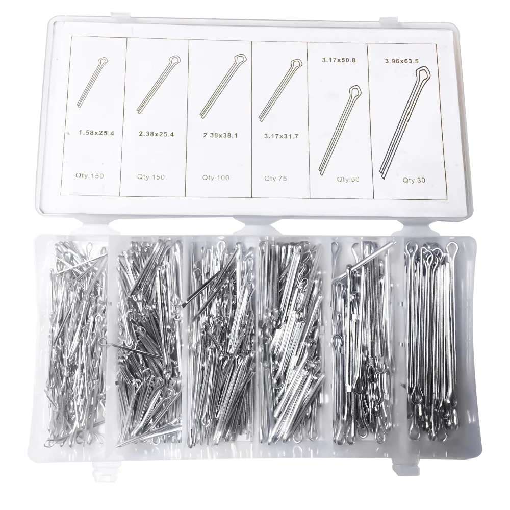 

1.58*25.4 2.38*25.4 2.38*38.1 3.17*31.7 Cotter Pin Set Hardware Assortment Box Carbon Steel M2.8*30.1 B-type Cotter Pin