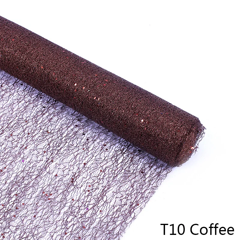 Coffee 5 лет* 50 см проволочная ткань тюль рулон катушки ремесло Свадебная вечеринка украшения блестками обертывание органзы Чистая Марля Элемент настольная дорожка - Цвет: Coffee