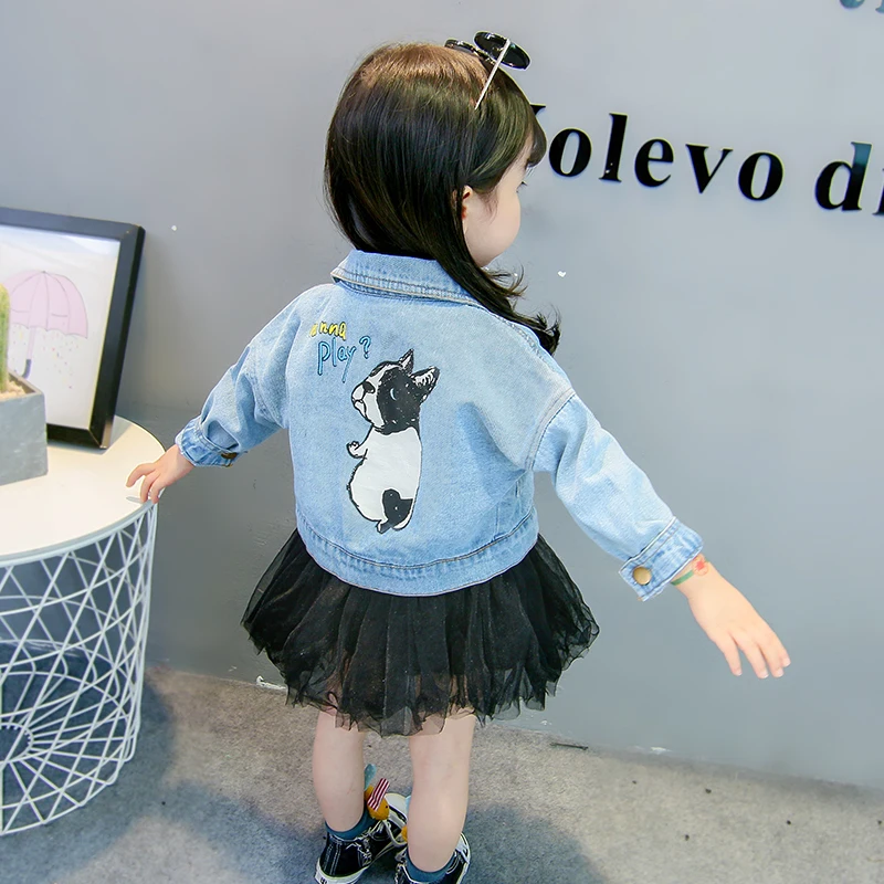 Baby Girls Cartoon Denim Jackets Coats Fashion Children Outwear Coat Sequins Little Girl Design Kids Jeans Jacket For 2 to 7 Yrs