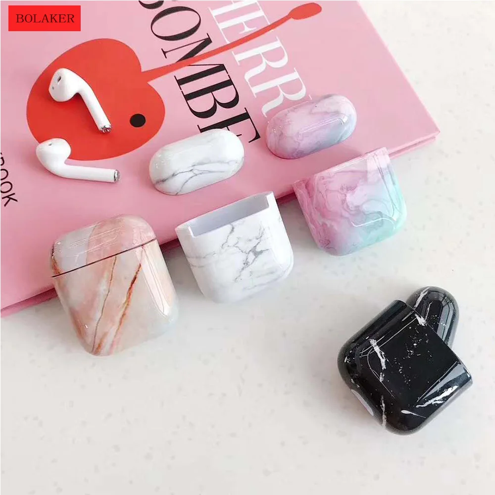 

BOLAKER Headphone Case for Airpods Patterned Marble Wireless Bluetooth Headset