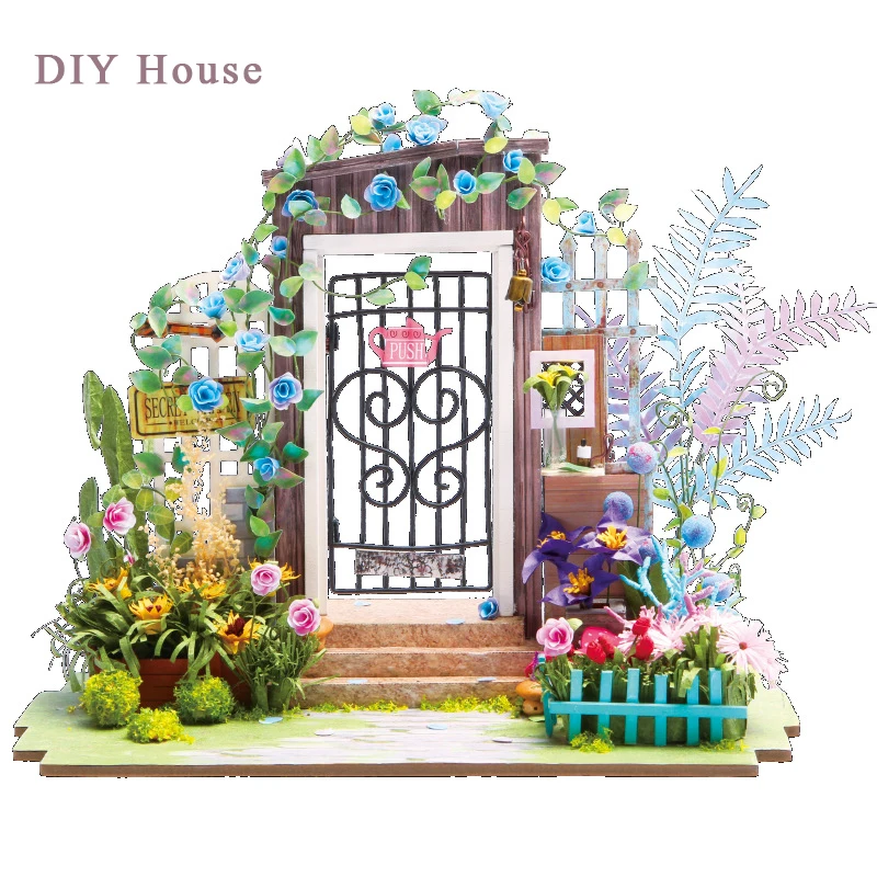 

Elegant DIY Doll House Miniature With Furniture Art Creative Handmade Wooden Mini Dollhouse Gift Toys Model Secret Door DGM02 #D