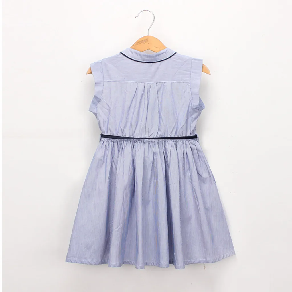 

Infant Kids Cartoon Button Denim Dress Baby Dropshipping Toddler Outfits Clothes Stripe Button Party Pageant Princess Dress W518