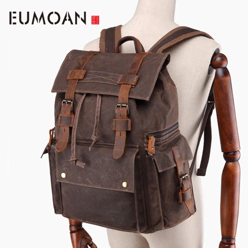 

EUMOAN Vintage Men Women Canvas Backpacks School Bags for Teenagers Boys Girls Large Capacity Laptop Backpack Fashion Men Backpa