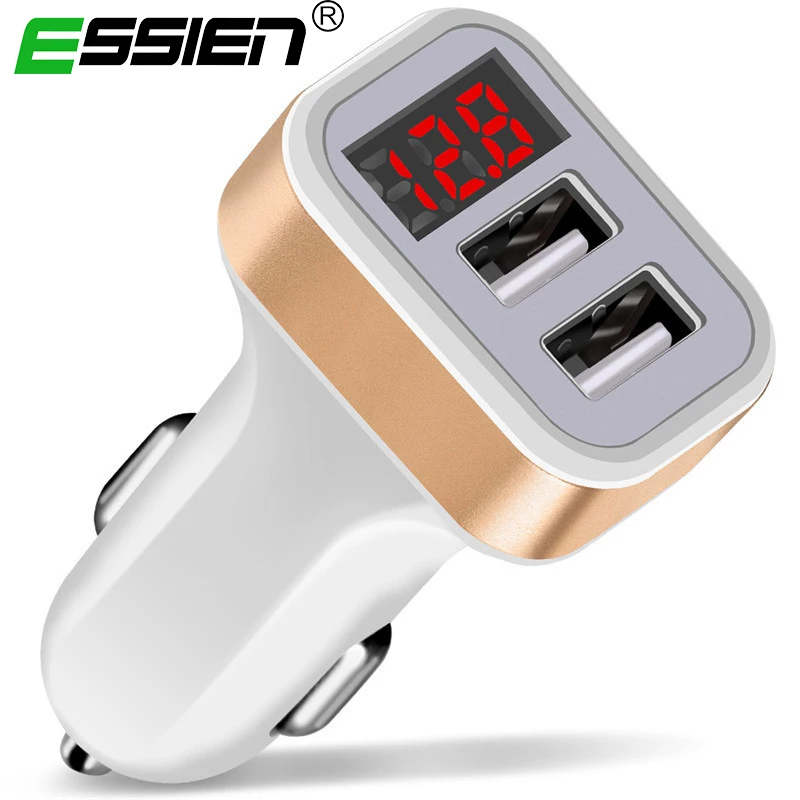 المزدوج USB شاحن سيارة شاشة LED رقمية سريع شحن شاحن سيارة للهاتف المحمول ل iphone Xs ماكس 7 سامسونج اللوحي سيارة-شاحن