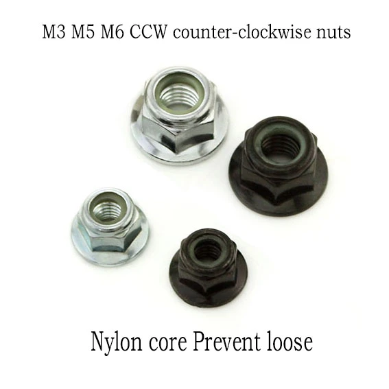 Left Right Hand Thread Nut M3 M5 M6 Nylon Ccw Flange Locknut Black