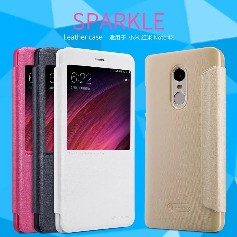 

For Xiaomi Redmi Note4X case Flip Smart Answer Window View Leather Case for Redmi Note 4X 5.5" NILLKIN Sparkle Fashion Cover