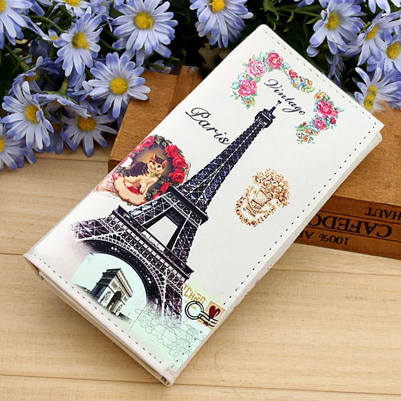 Lady Purses Women Wallets Paris Tower Cards ID Holder Handbags Coin Purse Long Clutch Moneybags ...