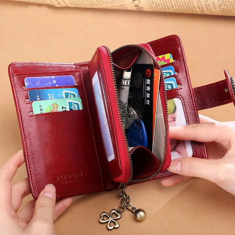 Fashion Brand Design Women Wallets Genuine Leather Short Wallet Female