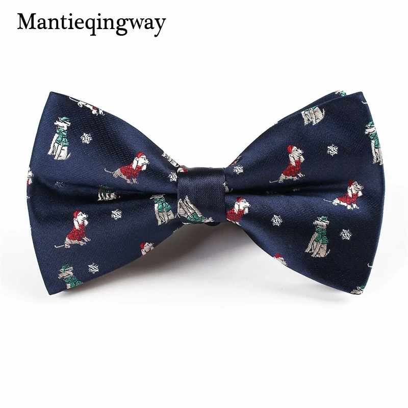 Mantieqingway Новый рождественский бантик галстуки для мужчин рубашка Снежинка узор полиэстер галстуки для мужчин свадебные шеи галстуки