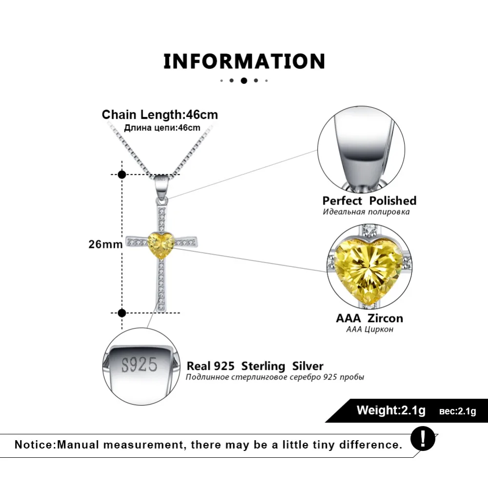 ORSA JEWELS, подлинное 925 пробы Серебряное сердце с подвеской в виде Креста для женщин, ожерелья AAA CZ, Модные женские ювелирные изделия ASN88