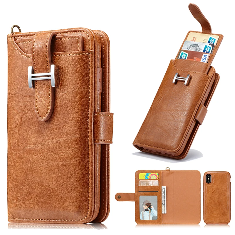 

Luxury Leather Wallet Case For iphone X 6 6s 7 8 Plus Protection Cover Coque For Sumsung Galaxy S6 S7 Edge S8 S9 Plus Note8 Etui