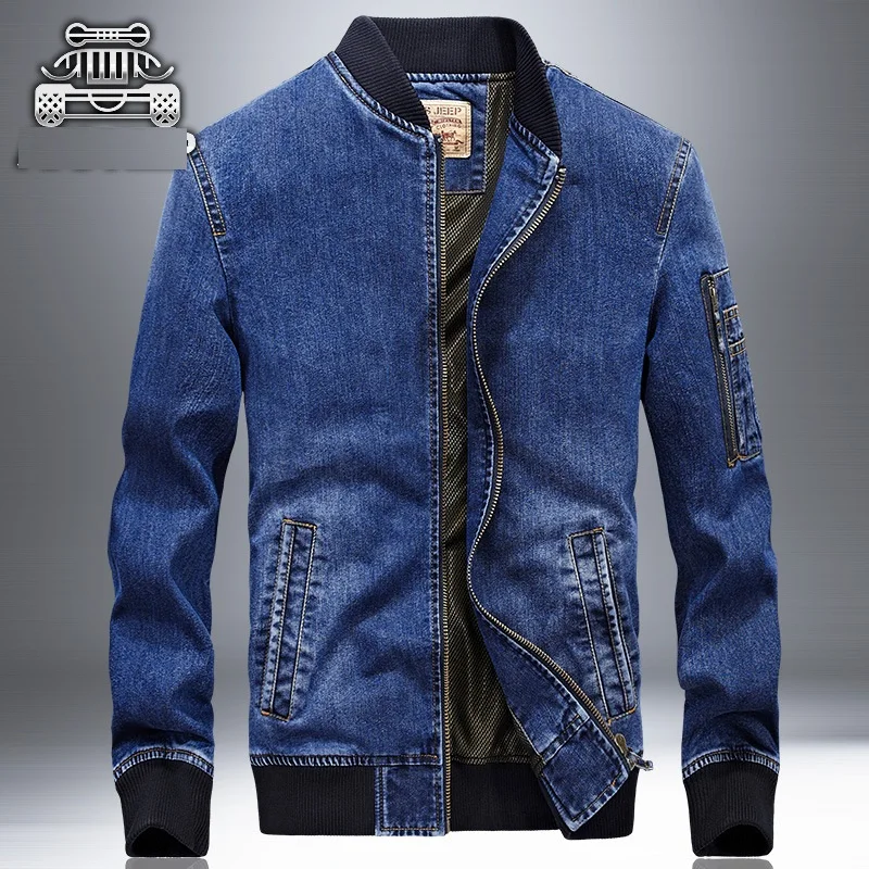 XingDeng fashion denim jacket men jeans jacket over coat masculino embroidered stand-neck clothes - Цвет: Небесно-голубой