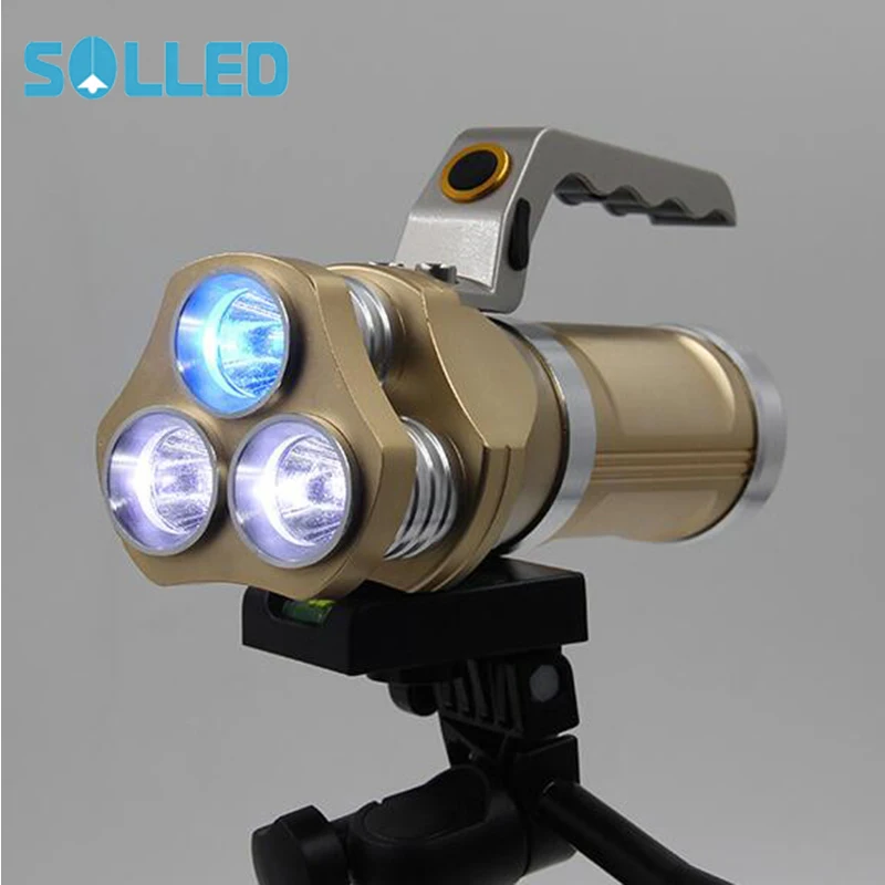 

SOLLED 500M Long Shot Portable Flashlight Searchlight Emergency Chargeable Highlight Flashlight Torch for Outdoor Activities